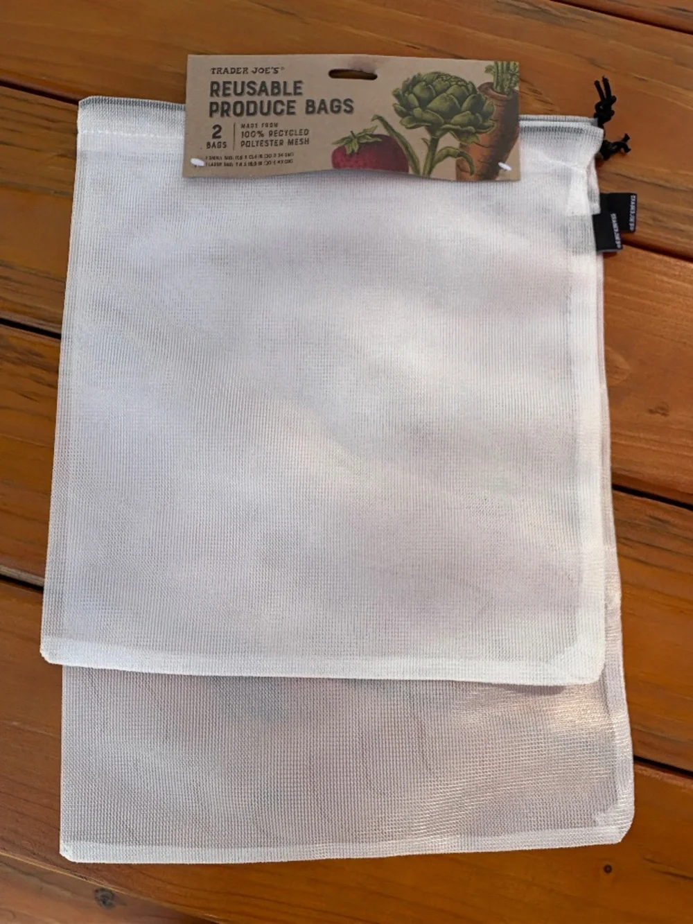 NWT Free w/Purchase Trader Joe's Reusable Produce Bags Pack of 2, Small, Large